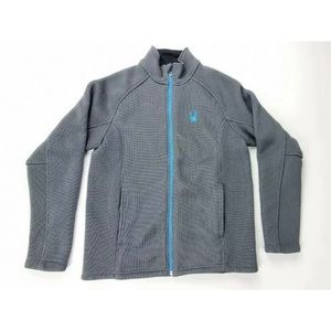 SPYDER Jacket Knit Long Sleeve Men Gray Blue Large